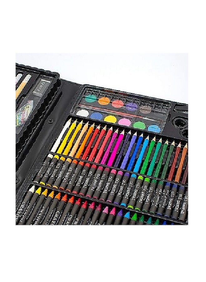Generic - 150PC Art Set with Sketch Book, Coloring Art Kit Drawing Art Supplies Case, Markers Crayon Colour Pencils for Budding Artists Kids Teens Boys (Black) - Image 1