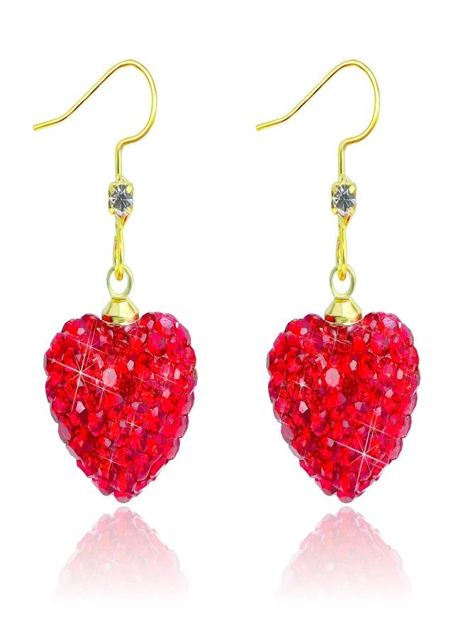 Mintolex Red Heart Earrings for Women Sparkly Rhinestone Valentines Earrings Love Heart Earring Dangling Valentine Gifts for Her Wife Girlfriend Holiday Outfit Accessories, Zinc, No Gemstone - Image 1