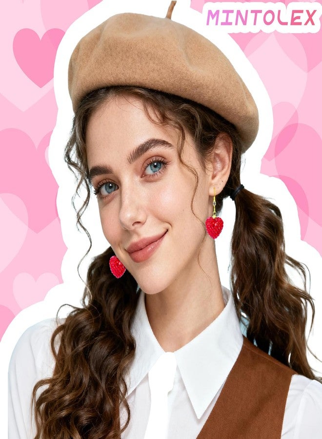 Mintolex Red Heart Earrings for Women Sparkly Rhinestone Valentines Earrings Love Heart Earring Dangling Valentine Gifts for Her Wife Girlfriend Holiday Outfit Accessories, Zinc, No Gemstone - Image 5