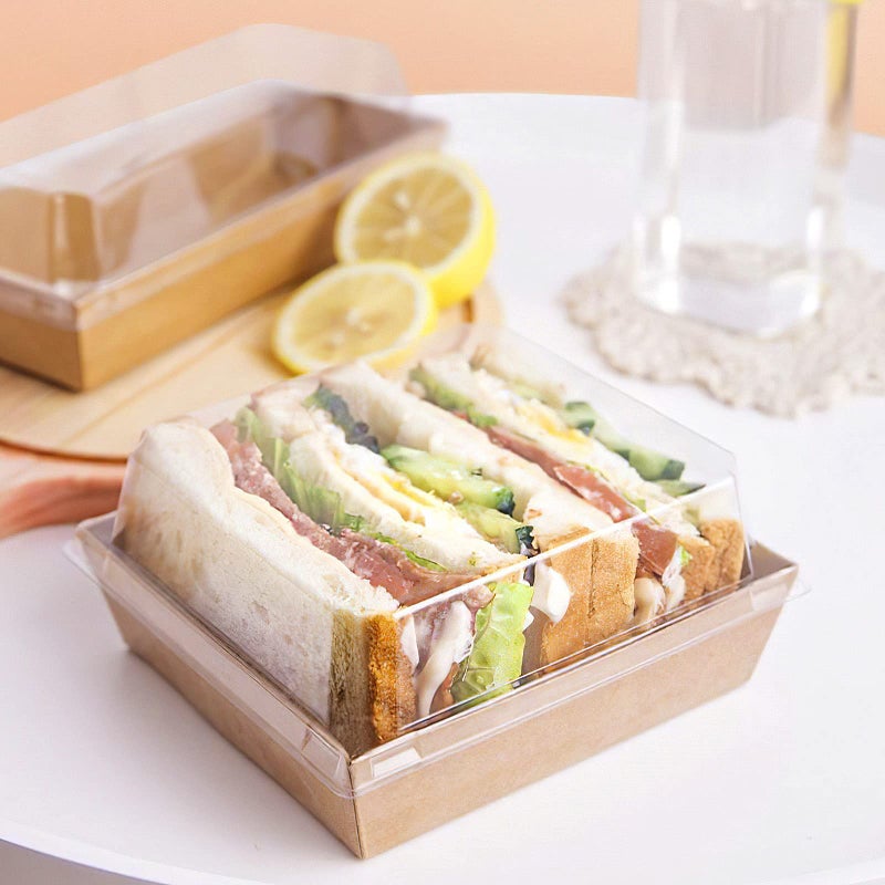 Ocmoiy Kraft Charcuterie Boxes with Clear Lids 4x4 Inch, 50 Pack Brown Square Bakery Cake Slice Boxes with Window, Dessert To Go Containers (50) - Image 5