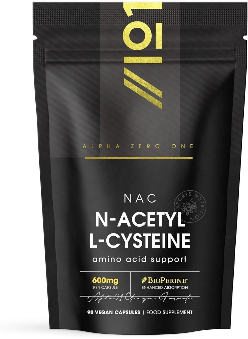 ALPHA01 N-Acetyl L-Cysteine (NAC) 600 mg – Supports Antioxidant Defense, Liver & Immune Health, Made in UK, 90 Capsules - Image 1
