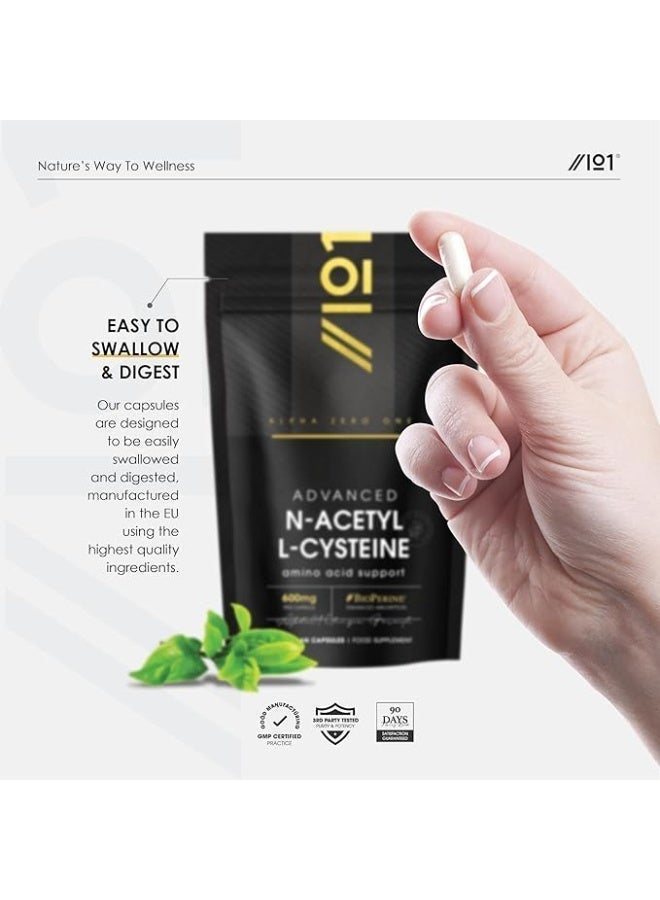 ALPHA01 N-Acetyl L-Cysteine (NAC) 600 mg – Supports Antioxidant Defense, Liver & Immune Health, Made in UK, 90 Capsules - Image 4