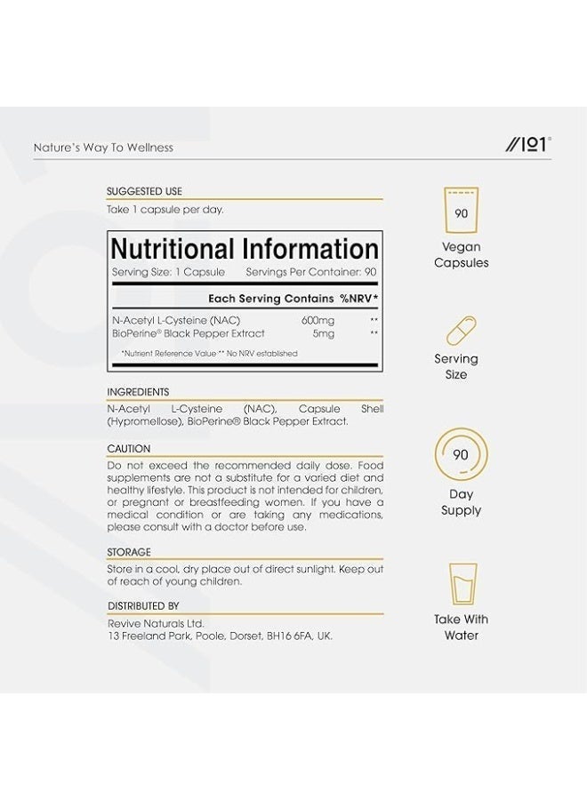 ALPHA01 N-Acetyl L-Cysteine (NAC) 600 mg – Supports Antioxidant Defense, Liver & Immune Health, Made in UK, 90 Capsules - Image 2