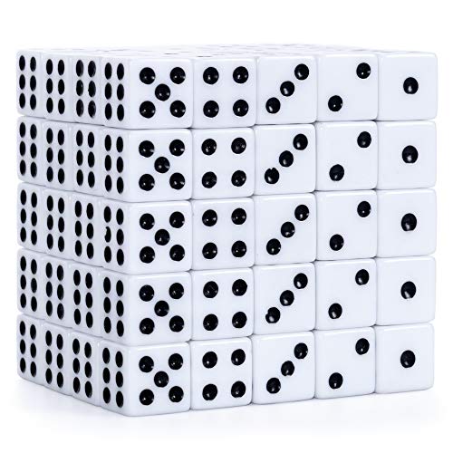 Brybelly Bulk Dice for Board Games Casino Games Tabletop RPGs D6 Standard 16mm Game Dice Pack White 100 Count - Image 5