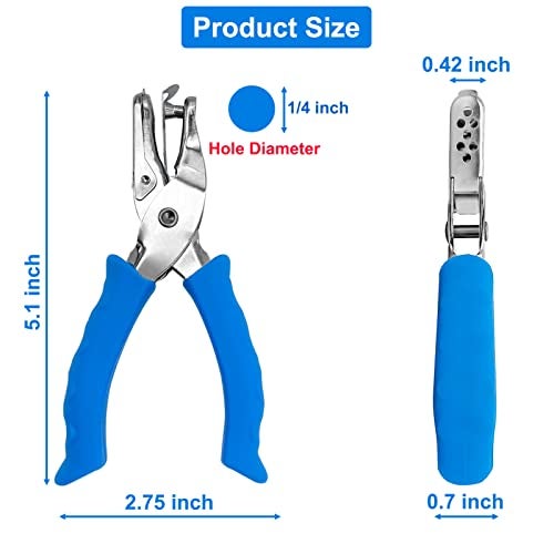 MECHEER Single Hole Punch 1/4” Paper Hole Puncher for Crafts, One Hole Puncher with Blue Soft Grip Handle for Kids and Adults, Handheld Circle Punch for Paper Crafts in Home, Office, Classroom - Image 2