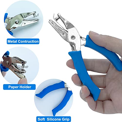 MECHEER Single Hole Punch 1/4” Paper Hole Puncher for Crafts, One Hole Puncher with Blue Soft Grip Handle for Kids and Adults, Handheld Circle Punch for Paper Crafts in Home, Office, Classroom - Image 3