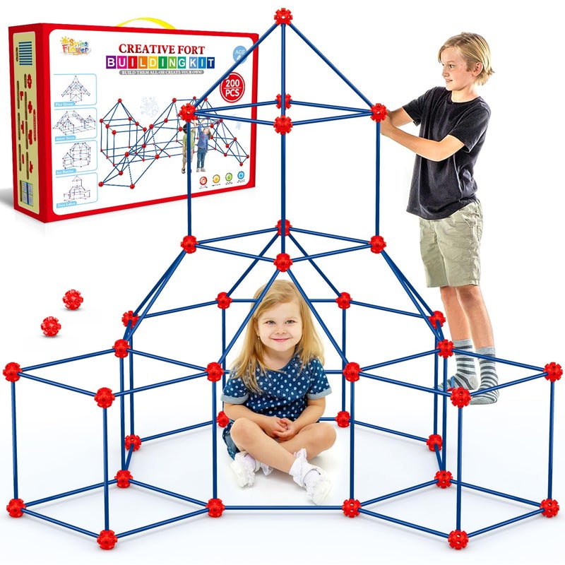 spring flower Fort Building Kit for KidsSTEM Construction Toys Educational Gift for 4 5 6 7 8 9 10 11 12 Years Old Boys and GirlsUltimate Creative Set for Indoor Outdoors Activity200 PcsOriginal - Image 3
