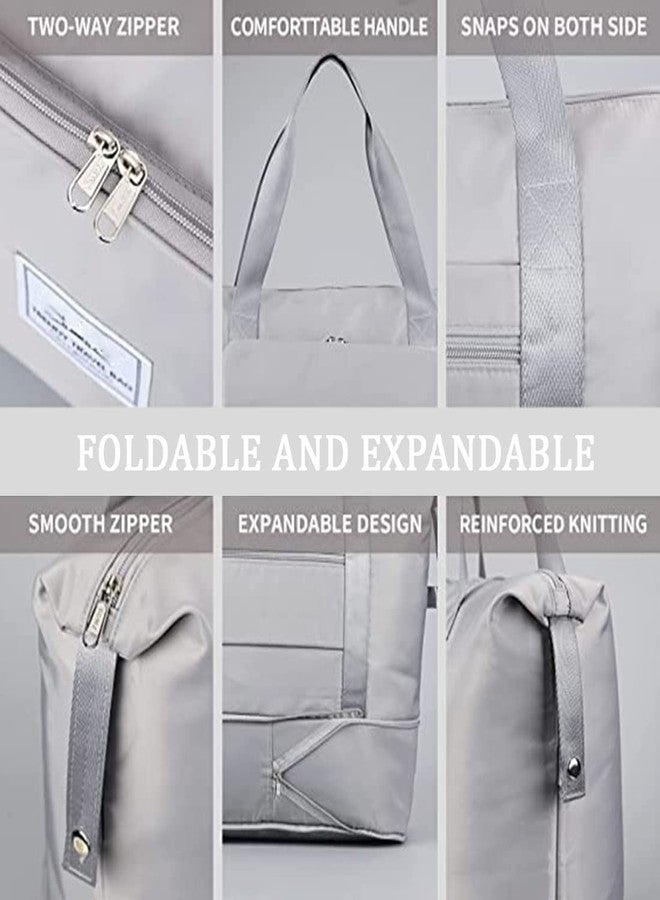 TECH LOGO ELECTRONICS Imported Foldable Travel Duffle Bag Sports Gym Shoulder Handbag for Women Outdoor Weekend Luggage Bag with Shoe and Wet Clothes Compartments (Silver) - Image 4