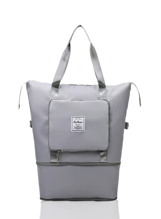 TECH LOGO ELECTRONICS Imported Foldable Travel Duffle Bag Sports Gym Shoulder Handbag for Women Outdoor Weekend Luggage Bag with Shoe and Wet Clothes Compartments (Silver) - Image 1
