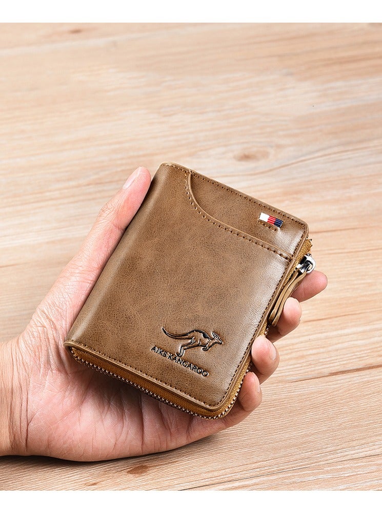 أيكس_كانغارو محفظة قصيرة للرجال مع سحاب وفتحات متعددة للبطاقات، حقيبة بطاقات متعددة الوظائف، محفظة رجالية مضادة للسرقة، هدية للرجال، هدية لرمضان للرجال - Image 4