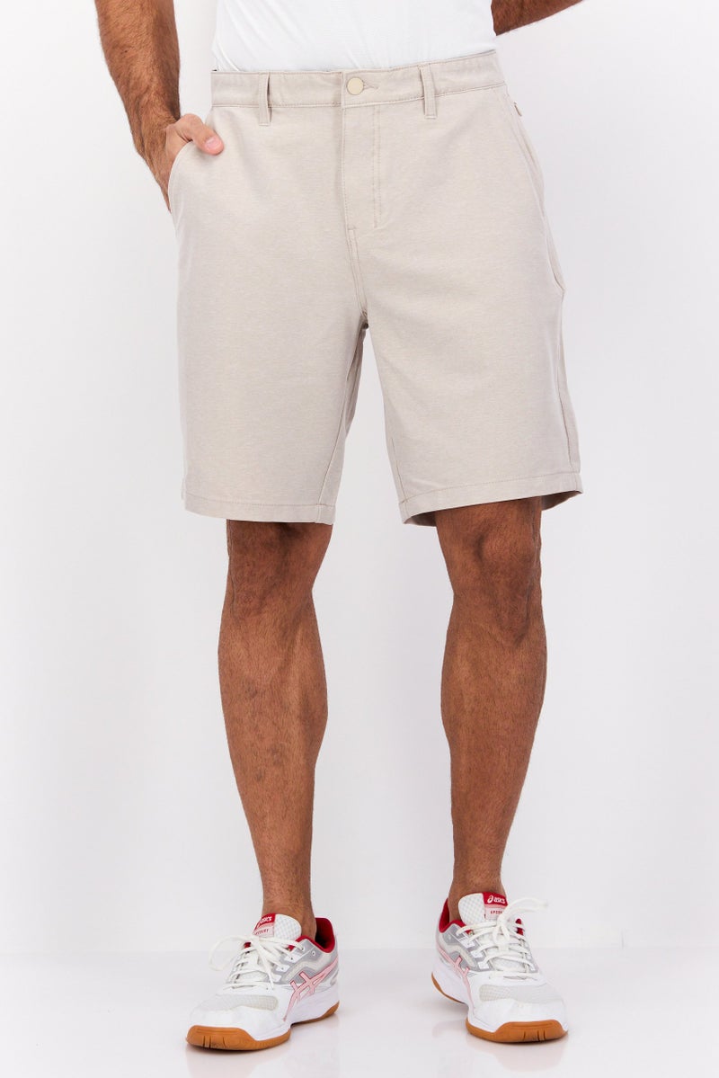 Nordland Men Heather Stretchable Basic Shorts, Beige Heather - Image 1
