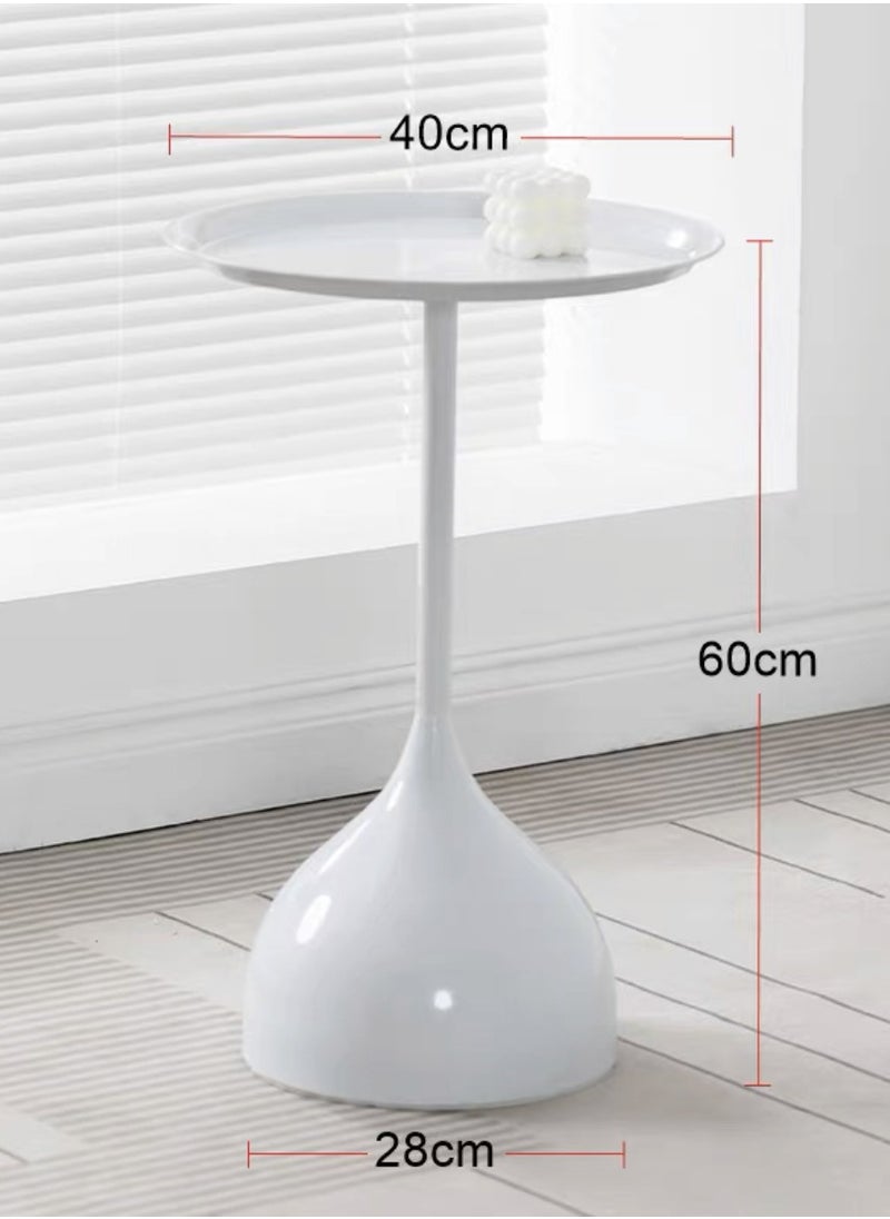 XiuWoo - Coffee Table, Nordic Sofa Side Decorative Small Space Living Room Bedroom Patio, Vintage Metal End Table, Metal Iron Outdoor Round Table Weather Resistant Anti-Rust Outdoor, 40*60CM - Image 1