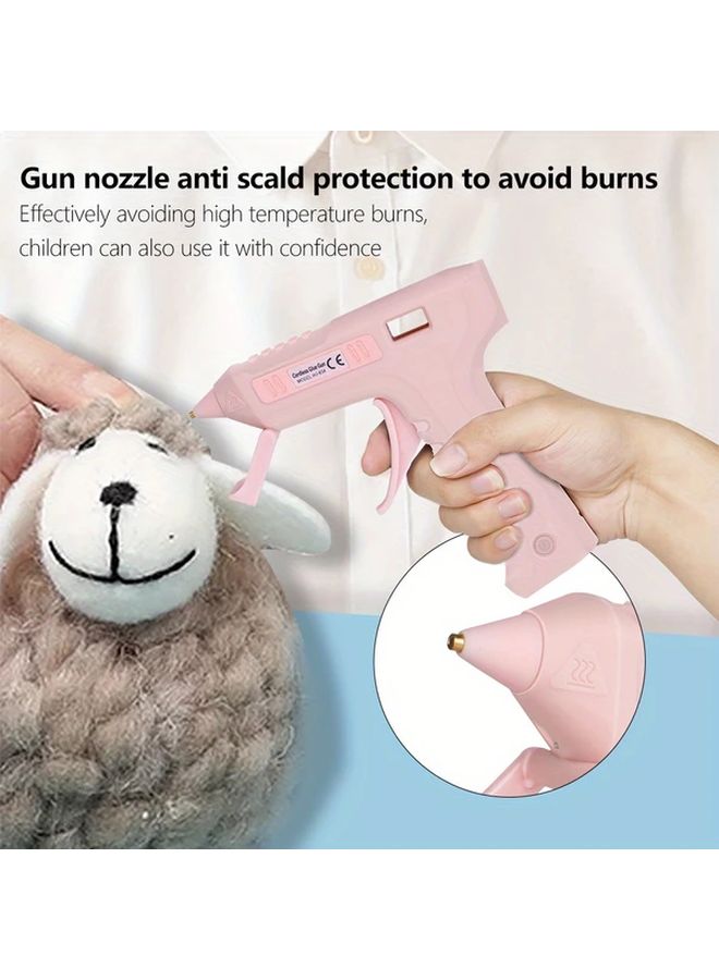 Pink Quick Heat Wireless Charging Hot Glue Gun With LED Lighting Voice Prompt USB C Rechargeable For Crafts Decor - Image 3