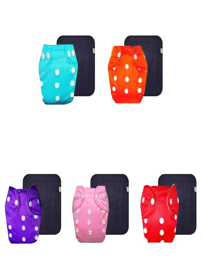 Dumbledo Lite Cloth Diaper with Gray Insert (Pack of 5) | Snug Fit | 6-Layer Absorbent Pad | Adjustable Snaps | Worry-Free Diapering | 3 Months - 2 Years | Unisex Baby - Image 1