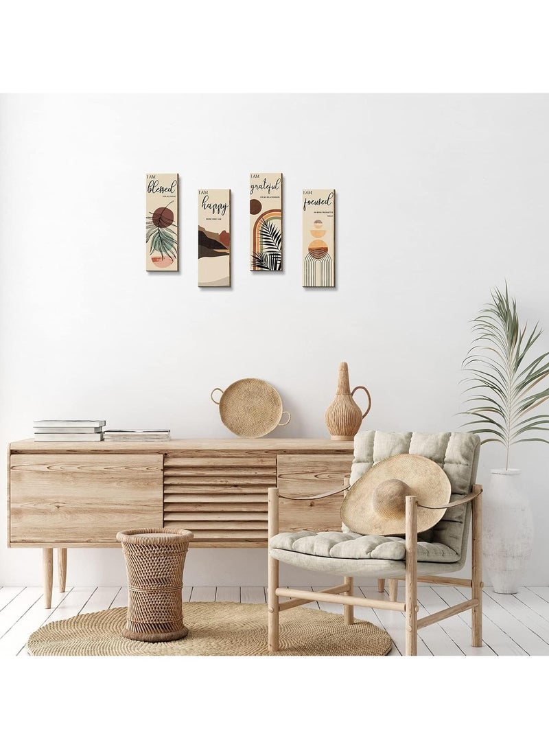 Today Idea Boho Wall Art Prints, , Mid Century Positive Abstract Wooden Prints, Minimalist Home Decor Prints for Kitchen, Bedroom, Living Room, No Frame, Set of 4  - Image 2