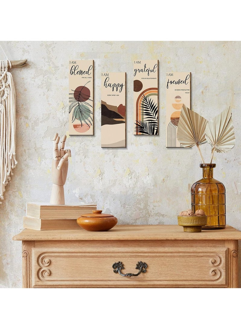 Today Idea Boho Wall Art Prints, , Mid Century Positive Abstract Wooden Prints, Minimalist Home Decor Prints for Kitchen, Bedroom, Living Room, No Frame, Set of 4  - Image 4