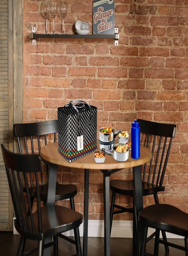 Arnavira Handmade Multipurpose with Lid 9L Used as Lunch Lunch Bag Tiffin Bag for Office,School & Travel (25x15x24) (Black Silver, Medium) - Image 5