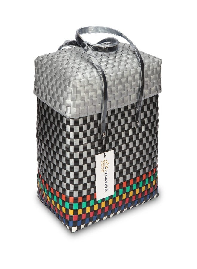 Arnavira Handmade Multipurpose with Lid 9L Used as Lunch Lunch Bag Tiffin Bag for Office,School & Travel (25x15x24) (Black Silver, Medium) - Image 1