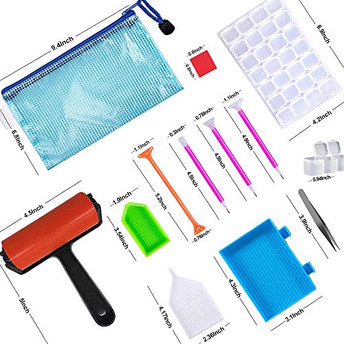 Suptikes 22 Pieces 5D Diamonds Painting Tools and Accessories Kits with Diamond Painting Roller and Diamond Embroidery Box for Adults or Kids - Image 5