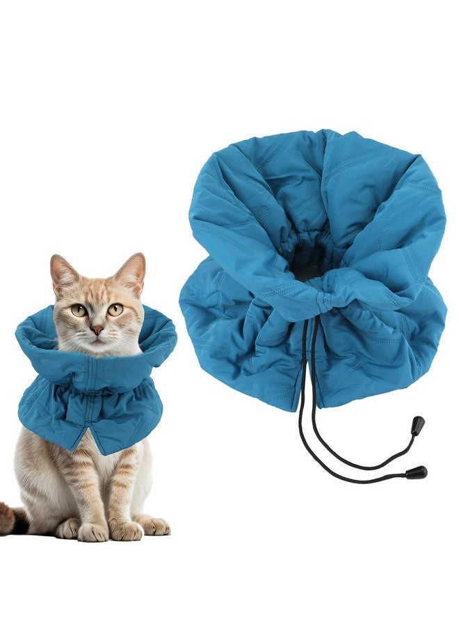 PEUTIER Cat Recovery Collar, Adjustable Soft Cat Neck Protector Breathable Cat Cone Collar Lightweight Waterproof Kitten Cone Alternative for Puppies, Stop Licking (M, Blue)  - Image 1