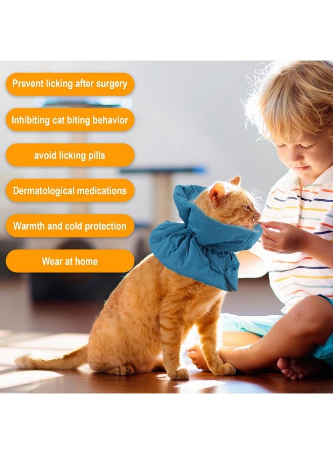 PEUTIER Cat Recovery Collar, Adjustable Soft Cat Neck Protector Breathable Cat Cone Collar Lightweight Waterproof Kitten Cone Alternative for Puppies, Stop Licking (M, Blue)  - Image 3