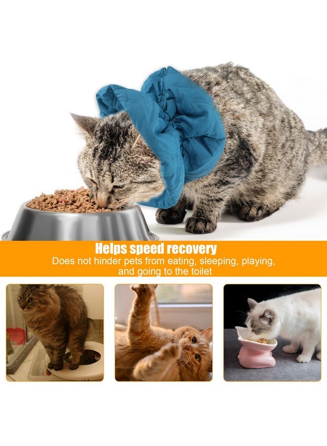 PEUTIER Cat Recovery Collar, Adjustable Soft Cat Neck Protector Breathable Cat Cone Collar Lightweight Waterproof Kitten Cone Alternative for Puppies, Stop Licking (M, Blue)  - Image 4