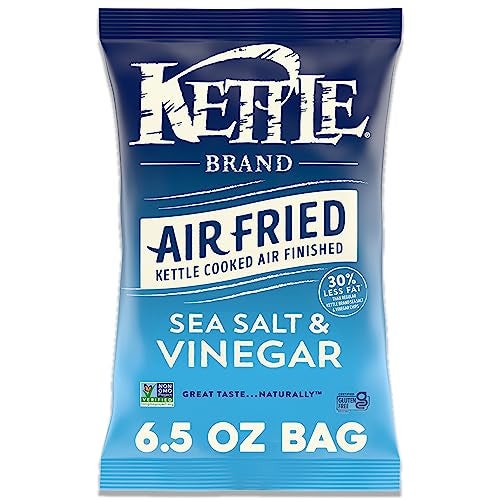Kettle Brand Potato Chips, Air Fried Sea Salt & Vinegar Kettle Chips, 6.5 Oz Bag - Image 1