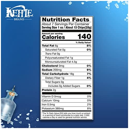 Kettle Brand Potato Chips, Air Fried Sea Salt & Vinegar Kettle Chips, 6.5 Oz Bag - Image 3