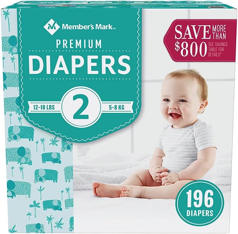 Members Mark Premium Baby Diapers Size 2 1218 Pounds 196 Count