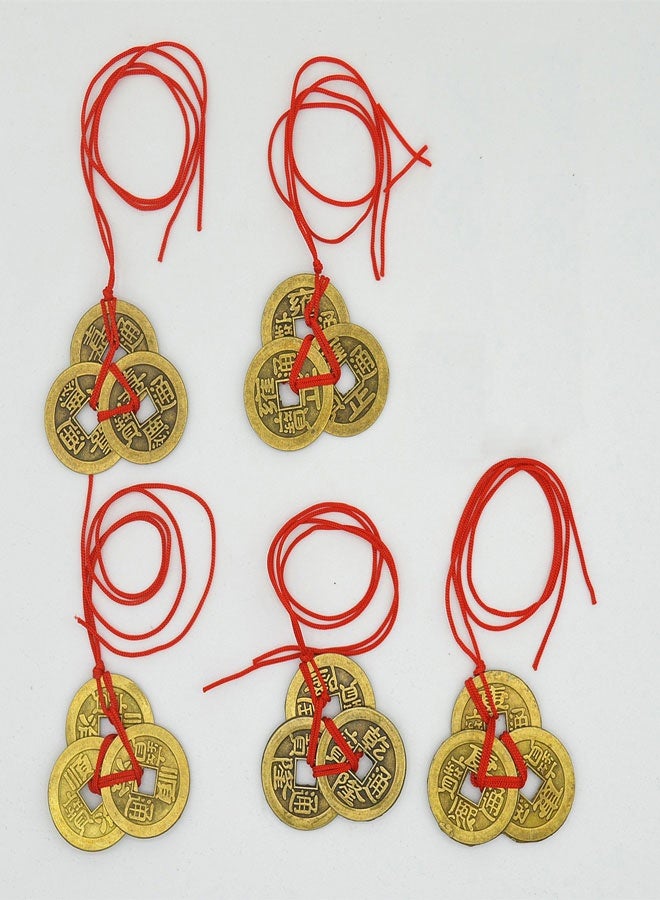 وهاواي 25 set Chinese Feng Shui Coins with Red String I-Ching Coins Fortune Coins Good Luck Coins Traditional Coins and 1 Pieces Red Pouch Bag for Wealth and Success Chinese New Year Supplies - Image 4