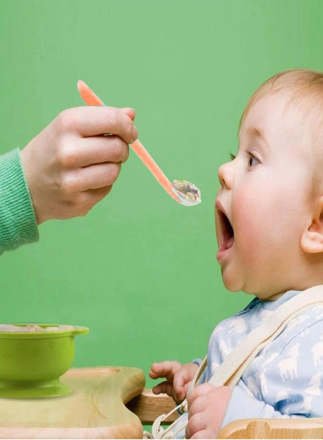 Mopslik Soft Silicone Gel Tip Baby Infant Feeding Training Spoon Pack of 2 (Orange) - Image 5