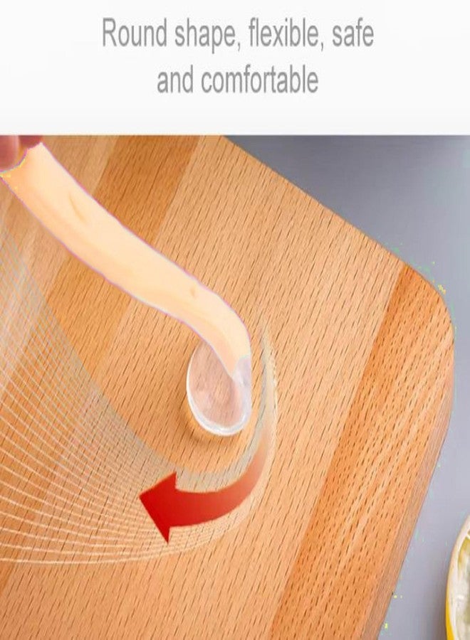 Mopslik Soft Silicone Gel Tip Baby Infant Feeding Training Spoon Pack of 2 (Orange) - Image 3