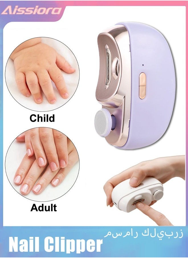 Aissiora Electric Nail Clippers, 2-in-1 Electric Polishing Automatic Nail Clippers Pro with Light Trimmer Nail Cutter Manicure for Baby Elderly Care Tools, elecctric nail trimmer  - Image 1