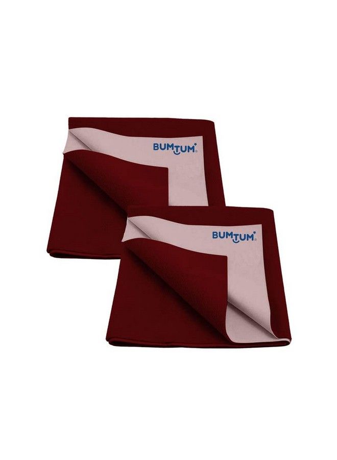 Bumtum Baby Dry Sheet Waterproof Soft Fleece Baby Bed Protector ; Antibacterial & Odour Free ; Extra Absorbant Reuseable & Washable (Maroon Medium Size 100 * 70Cm Pack Of 2) - Image 2