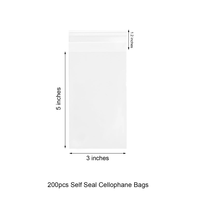 EKAPACKAGING Clear 3x5 Inches 200Pcs Self Sealing Cellophane Cookie Bags Christmas Treat Individual Party Favor Bag Plastic Sealable Small Goodie Cello Snack Gift Packaging with Seal - Image 2