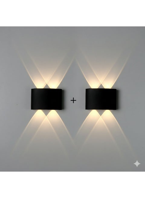 عدد 2 اب داون ثنائي بلاستك للأستخدام الداخلى والخارجي شكل انيق واضاءة مميزة من اعلى واسفل  8x3cm