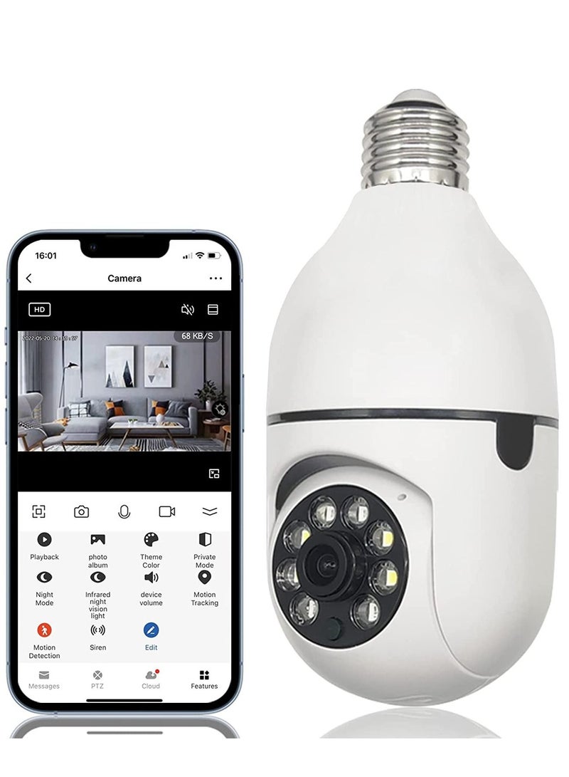 Light Bulb Camera,1080p Wi-Fi Home Security Camera, E27 Interface Smart Home Surveillance Camera With Two-Way Voice, Night Vision ,Human Motion Detection,Smart Tracking and Alarm. - Image 1