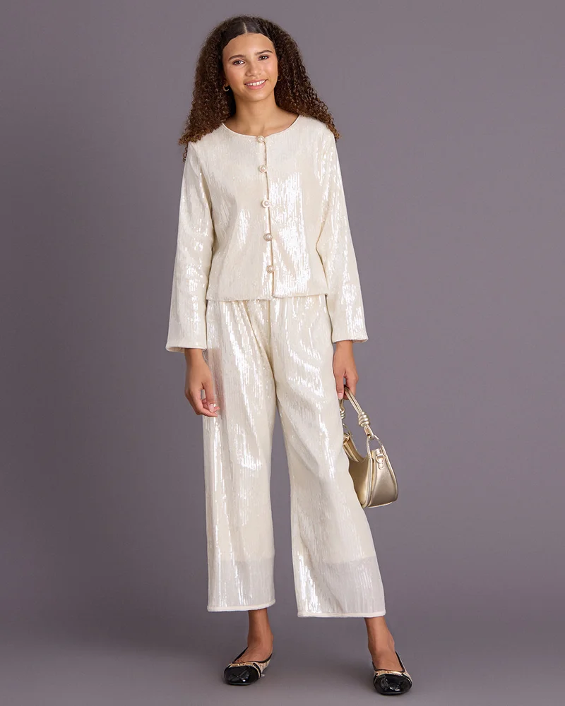 ردتاغ Senior Girls Beige Wideeg Trouser