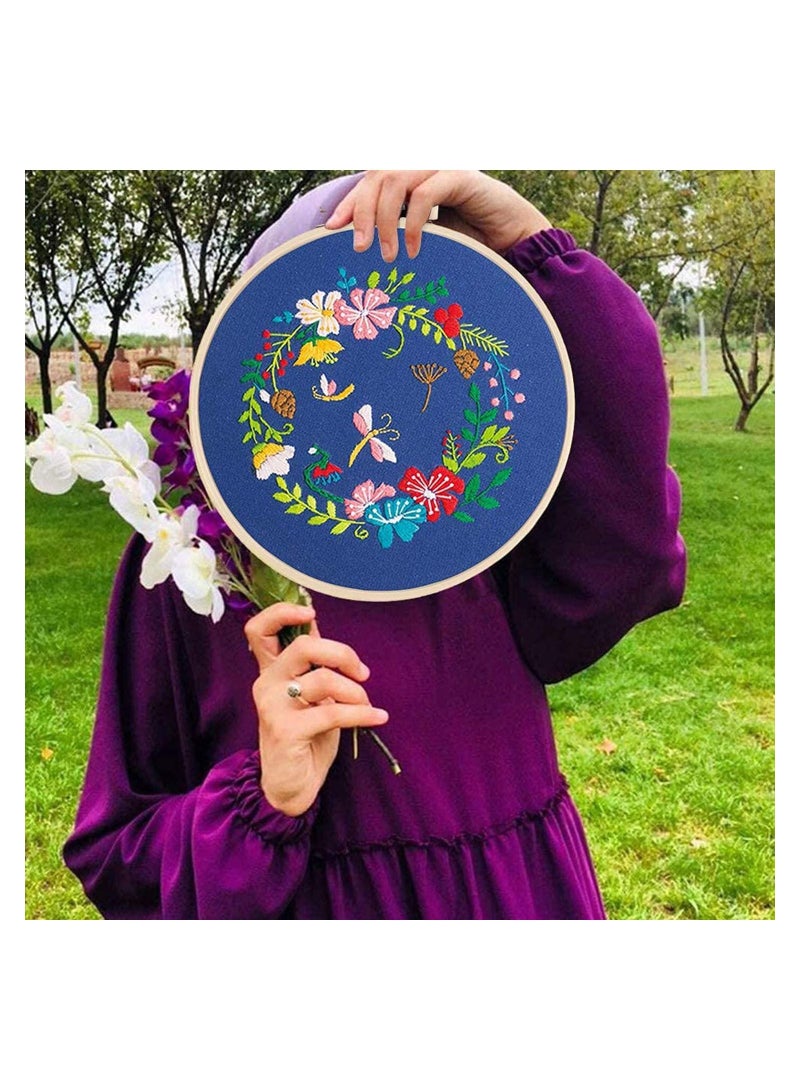 Y&D Hand Embroidery Kit for Beginners, Cross Stitch Set with Cute Butterfly Floral Series Pattern, DIY Needlepoint Hoops and Cloths Adults Kids Wall Decor 3 Pack  - Image 4