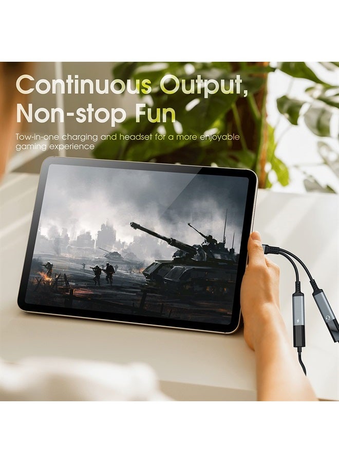 ZOOAUX محول USB C، محول سماعات رأس وشاحن مزدوج USB C، كابل دنجلي صوتي 2 في 1 من نوع C مع دعم الشحن السريع PD 60W لمكالمة الموسيقى لجهاز Pixel 4 3 XL، Galaxy S22 S21 S20 Note 20 10، Xperia - Image 4