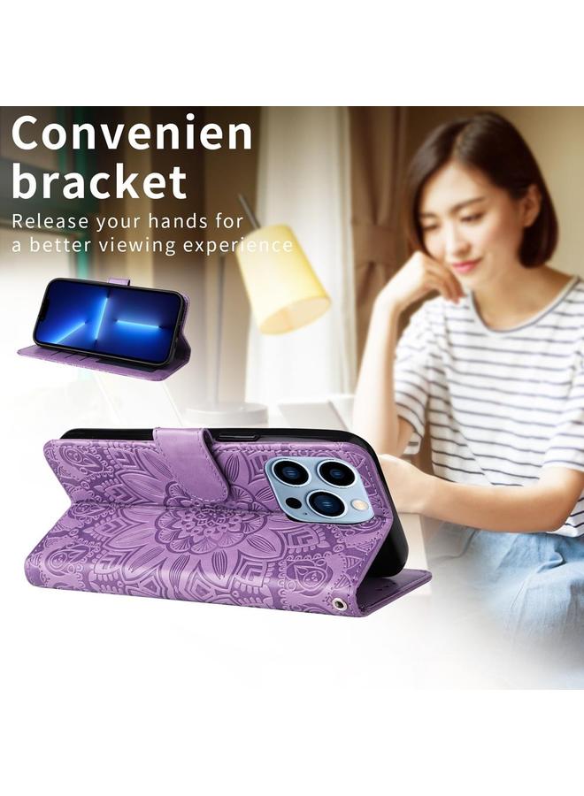 S-TOP Case For OPPO Reno13 Pro Global Embossed Sunflower Leather Phone Case - Image 4