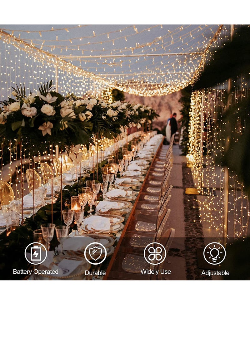 PAMEER - Warm White AA Battery Powered LED String Lights 5mtr 30 LEDs String Lights for Christmas EID Ramadan Xmas Tree Diwali Home Wedding Decorations 2 Modes and ON OFF Button at Battery Box - Image 1