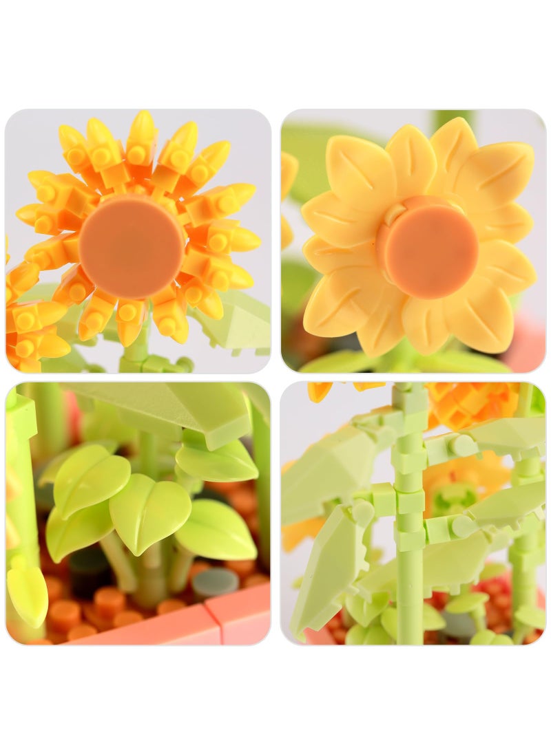 Generic Children's mini building block flower toys 367 pieces, cute artificial plant flower building blocks, suitable for home office decoration, birthday gifts, parent-child games, desktop accessories, suitable for children aged 3 4 5-9  - Image 3