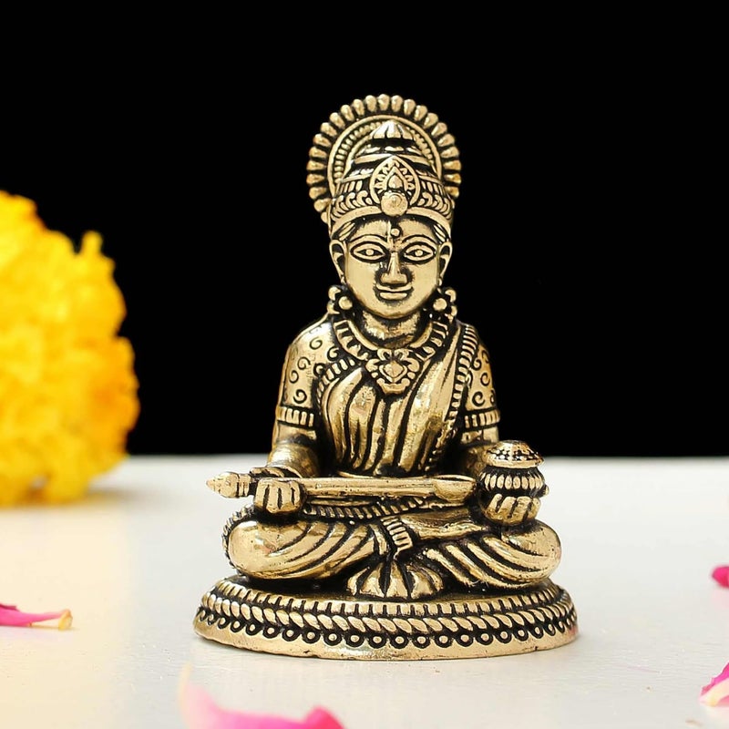 INDICAST Brass 2 Goddess Arnnapurna MATA Arnnapurna Devi Idol Figurine Perfect for Worship and Blessings Gifting Purpose Sculpture Weight 40gm - Image 1