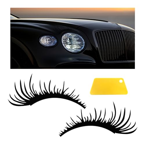 Dickno 2 PCS Car Headlight Eyelash Stickers Cute Fake Eyelash Bumper Window Decal Waterproof Auto Body Sticker Universal Vehicle Exterior Decoration Accessories for Car SUV Truck Black - Image 1