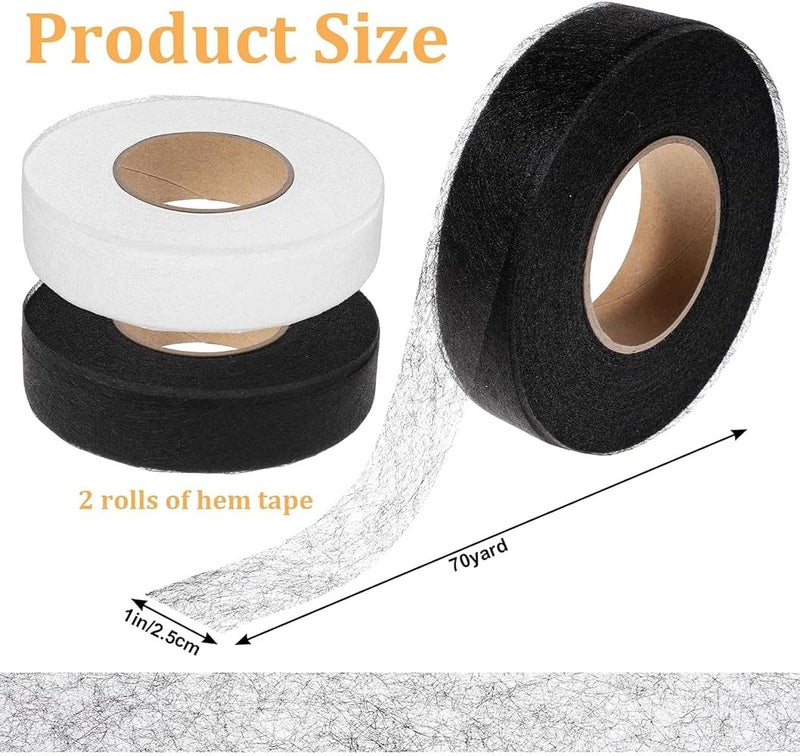 UedjSHgd Hemming Tape, 2 Rolls Iron on Hemming Tap, No Sewing Hemming Tape, Adhesive Fabric Fusing Tape for Pants Clothes Dresses Curtains Fabric Crafting Projects (1 INCH x 70 Yards) - Image 2