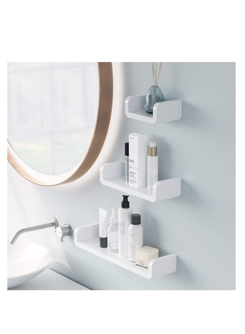 Arabest Arabest 6.6 Inch Bathroom Shelf, Self Adhesive Shelf Wall Shelf Non-Drilling, U Bathroom Organizer Display Picture Ledge Shelf for Home Decor/Kitchen/Bathroom Storage (S) (6.6”) - Image 4