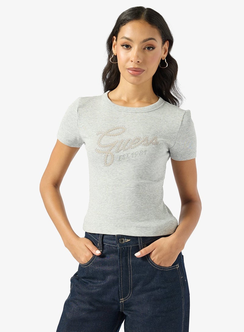 GUESS Studs Crew Neck Short Sleeve T-Shirt - Image 2