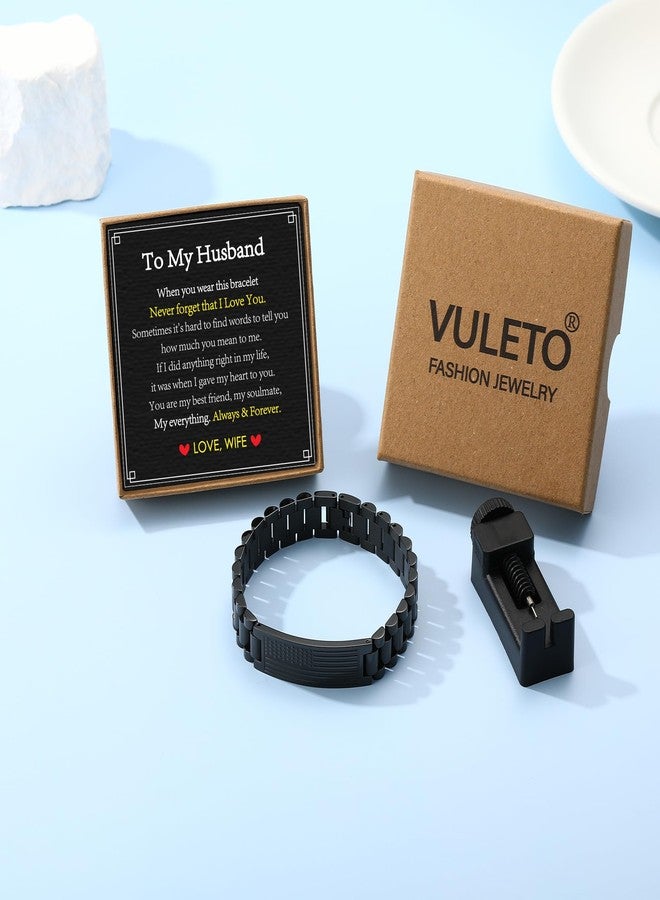 VULETO To My Man Boyfriend Husband Brother Son Bracelet Gifts, American Flag Stainless Steel Link Bracelet Birthday Valentines Day Christmas Jewelry Gifts for Him, one size, no gemstone - Image 2