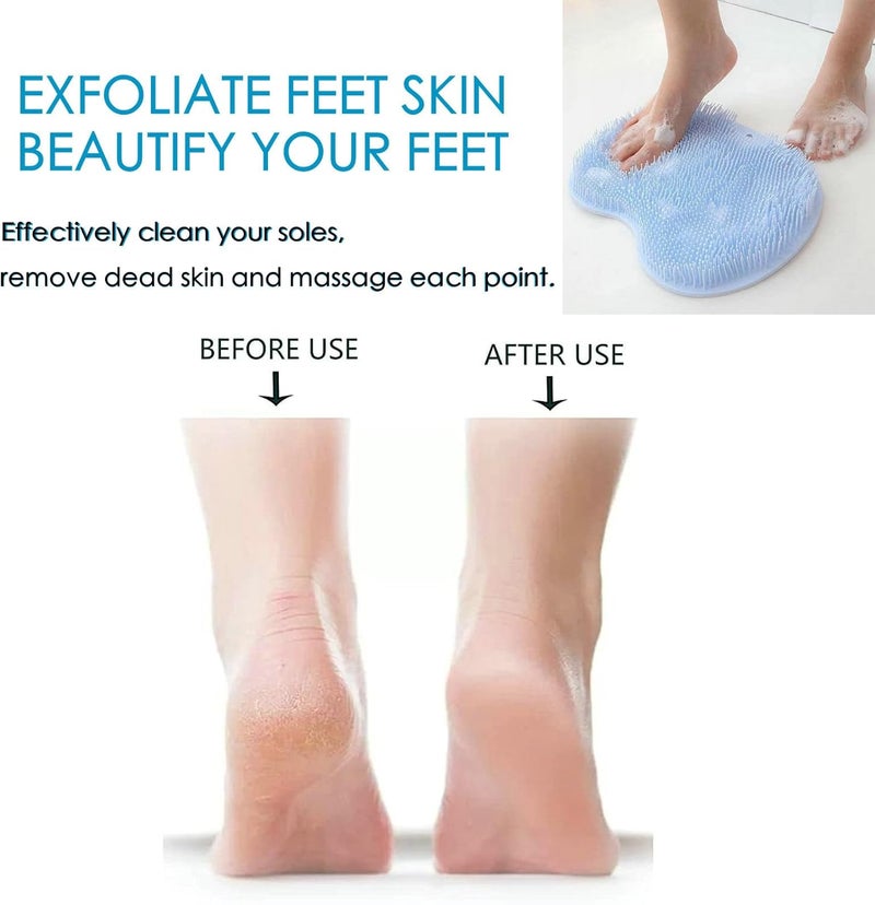 Shower Foot Scrubber Mat: 11.8 x 9 x 1.1 Inch Gray - Over 1000 Massage Bristles Non-Slip Suction Cups, Wall-Mountable Hook Design Foot Massager Mat for Home Bathroom, Athletes, Elders and Kids - Image 2
